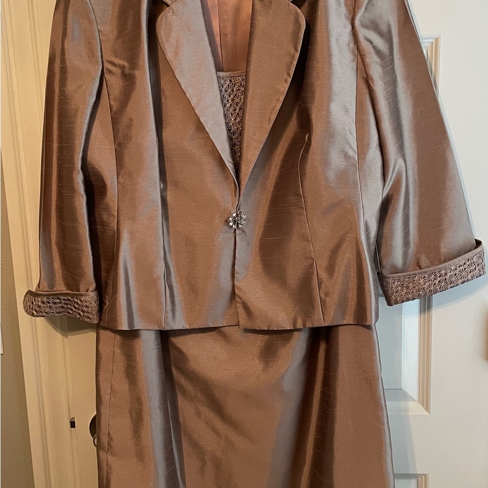 La Belle Women's Brown Blazer and Dress Set